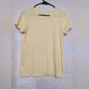 J Crew Mercantile Yellow And White Short Sleeve Tee
